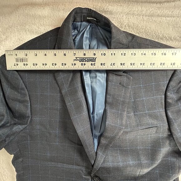 Pronto Uomo Platinum Mens Gray Plaid Silk Wool Blazer Size 42R Two-Button NWOT - Picture 5 of 7